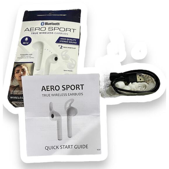 Bluetooth Aero Sport True Wireless Earbuds with Mic Sports Kit NEW OPEN BOX - Picture 3 of 3